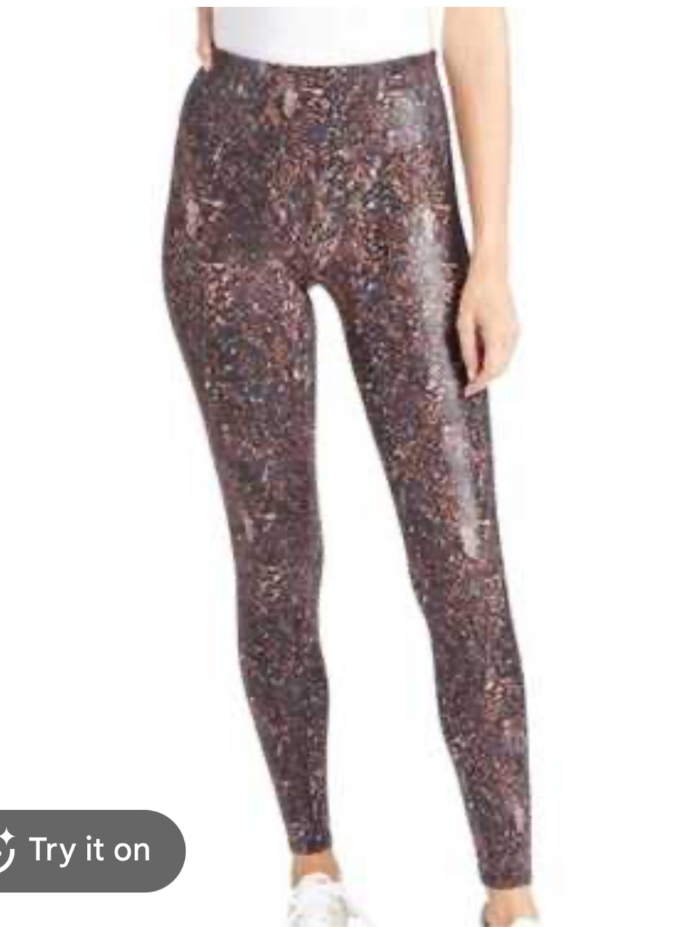 SPANX Snake-Effect High-Rise Leggings in Brown and black Size S